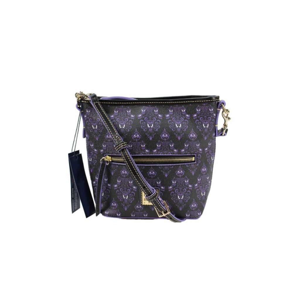 Dooney & Bourke Womens One Strap Coated Canvas Printed Messenger Handbag Purple